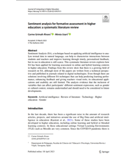 Sentiment analysis for formative assessment in higher education: a systematic literature review.