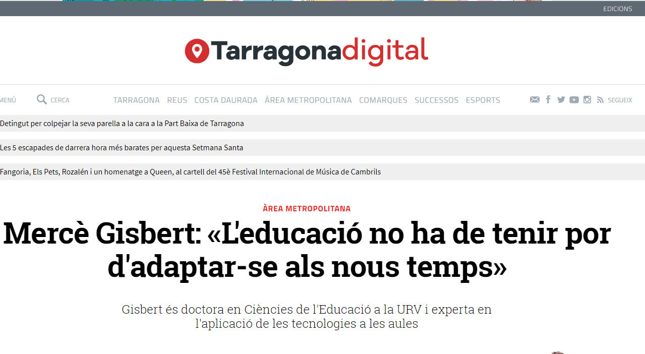 Diari Tarragona Digital: Tecnologia, innovació i creativitat aplicada a l’educació